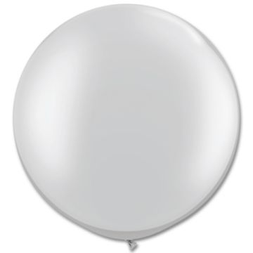 Kæmpe Latex Ballon Metallic Sølv 75 cm.