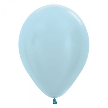 Satin Perle Blå Ballon 30 cm.