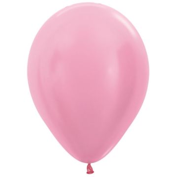 Satin Perle Lyserød Ballon 30 cm.