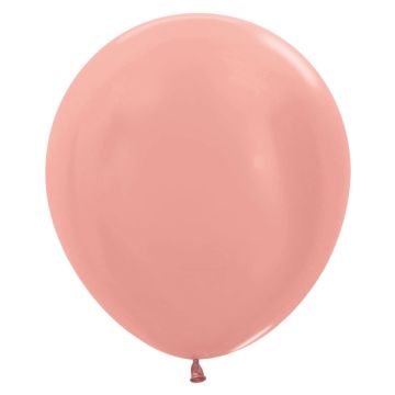 Stor Latex Ballon Metallic Rose Guld 45 cm.