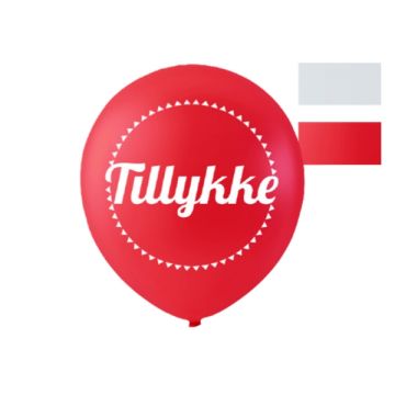 Tillykke Hvide / Røde Balloner 10 stk.