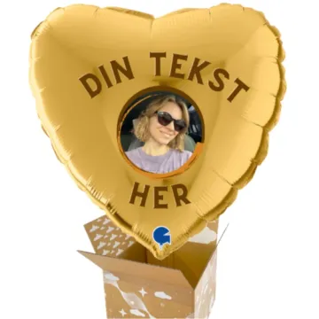 Send En Ballon Med Dit Foto Og Tekst Hjerte Guld