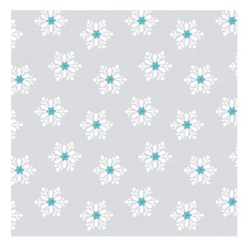 Servietter Snowflakes Sølv-Turkis 40 x 40 cm. 12 Stk.