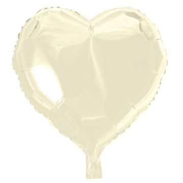 Folie Hjerte Ballon Metallic Ivory 43 cm.