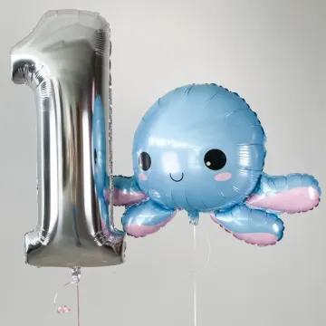 Send En Ballon Buket 1 Års Fødselsdag Blæksprutte